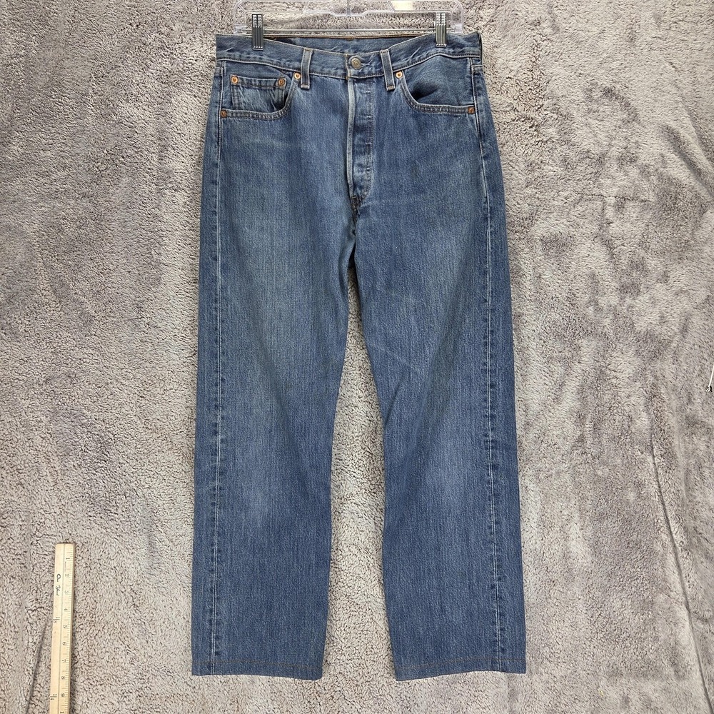 Vintage Levis 501 Jeans Mens Blue Made in USA Button Fly Altered Hem Fits 31x28
